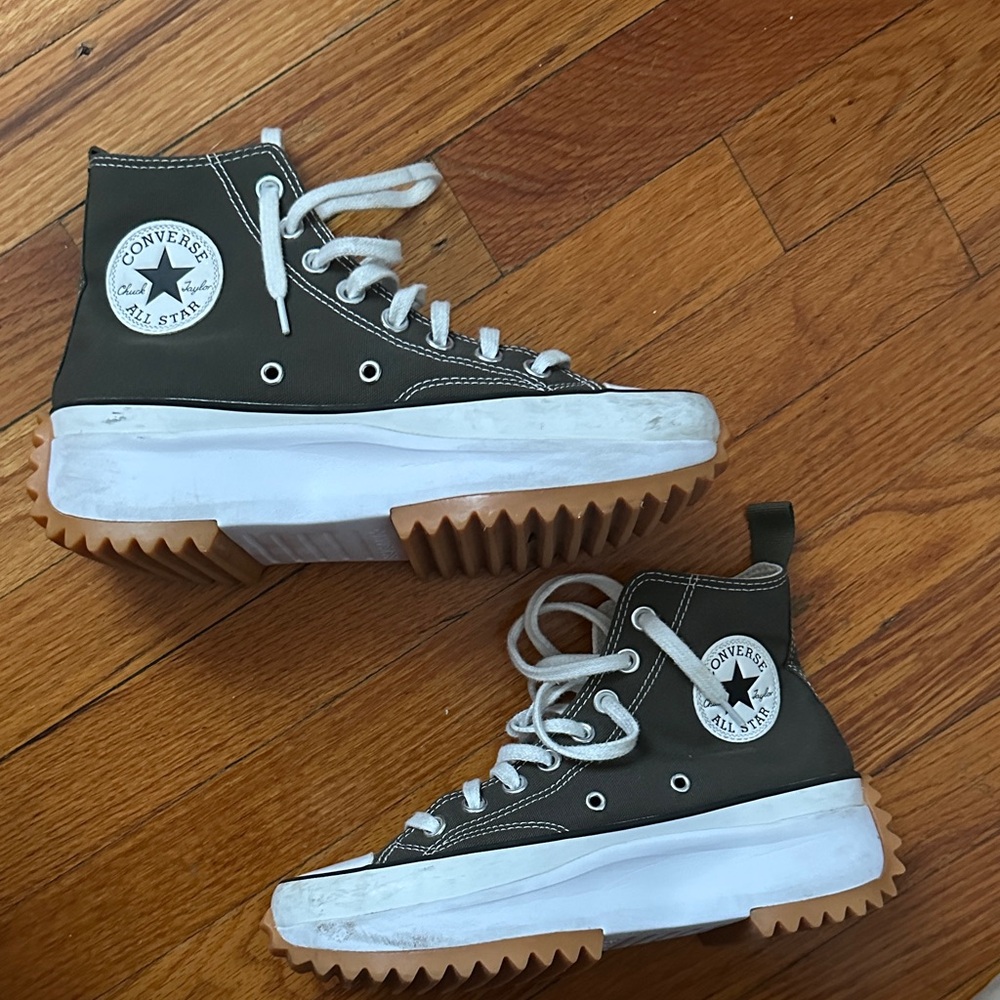 Converse High-Top Sneakers - Dark Green and White